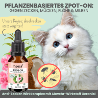 Noms+ Zpot-on für Katzen gegen Zecken, Flöhe,...