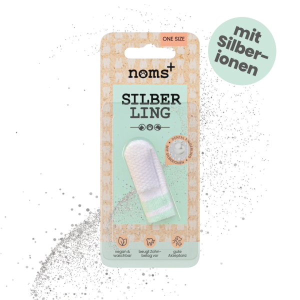 Noms+ Silberling: Antibakterieller Zahnpflege-Fingerling für Hunde mit Silberionen