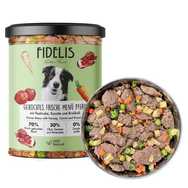 Fidelis Pferd mit Süßkartoffel, Karotte und Blaubeeren im Glas 400 g