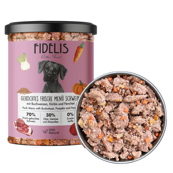 Fidelis Schwein mit Buchweizen, Kürbis und Blaubeeren im Glas 400 g