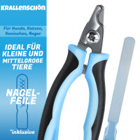 BluePet KrallenSchön - Krallenschere für kleine Hunde und Katzen inklusive Nagelfeile
